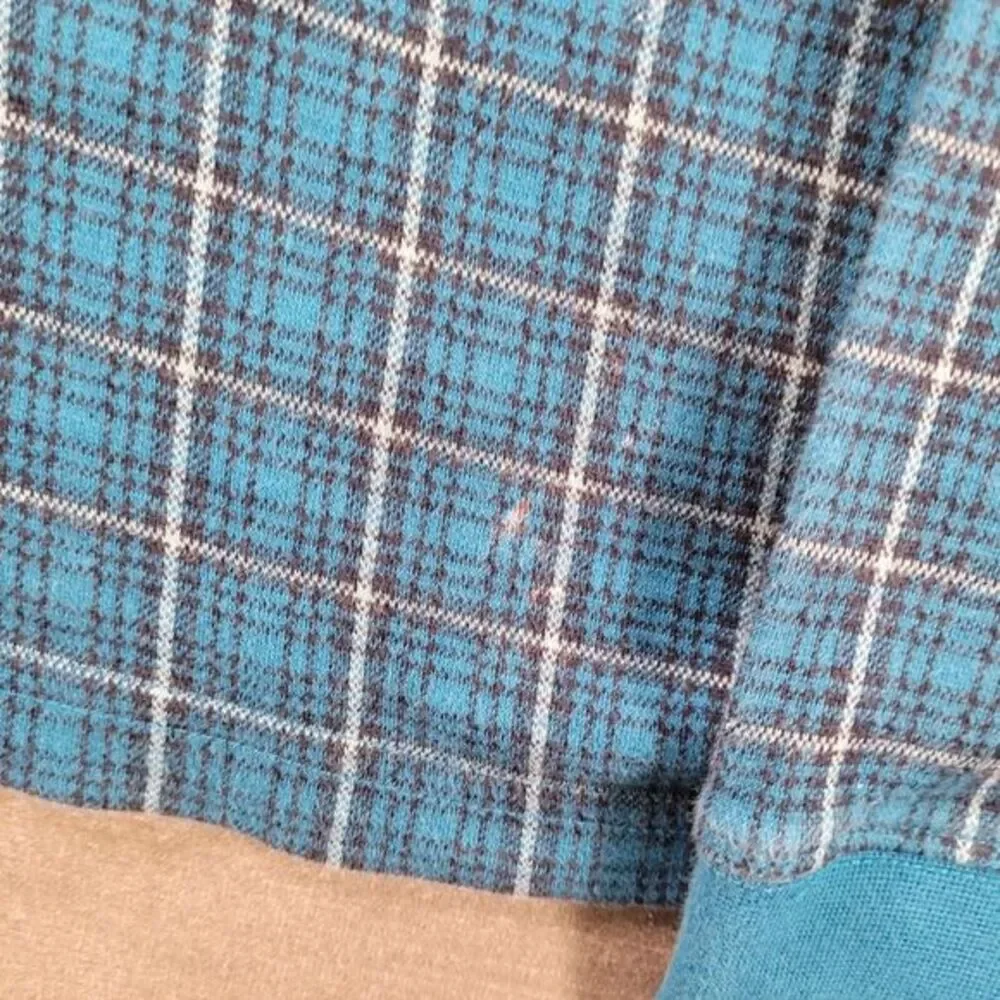Lands End Traditional Fit 1/4 Zip Long Sleeve Mens Plaid Pullover Size L/T 42-44